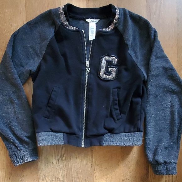 Guess‎ Girls Size 12-14 Varsity Look Sequin Boucle & Sweatshirt Jacket - Picture 1 of 8